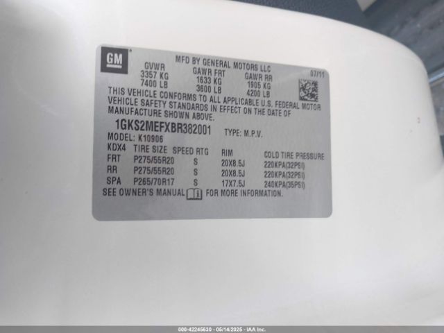 2011 GMC YUKON XL 1500 1GKS2MEFXBR382001 Photo 8