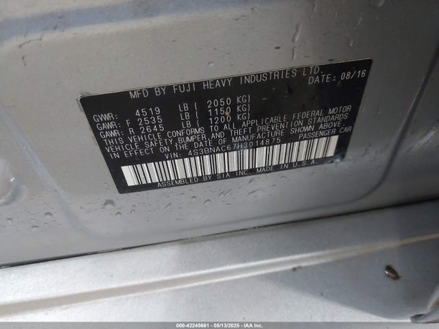 Subaru Legacy 2.5i Premium 2017 4S3BNAC67H3014875 Image 9