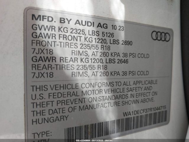 WA1DECF37R1044715 Audi Q3 Premium 45 Tfsi S Line Quattro Tiptronic