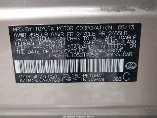 2013 LEXUS GS 350 JTHCE1BL1D5017358 Photo 8
