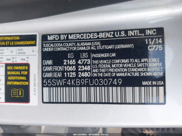 55SWF4KB9FU030749 Mercedes-Benz C 300 4matic/luxury 4matic/sport 4matic