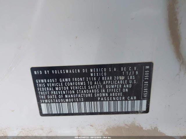 3VWG57AU9LM001513 Volkswagen 2020