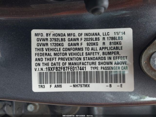 19XFB2F87FE017441 Honda CIVIC EX