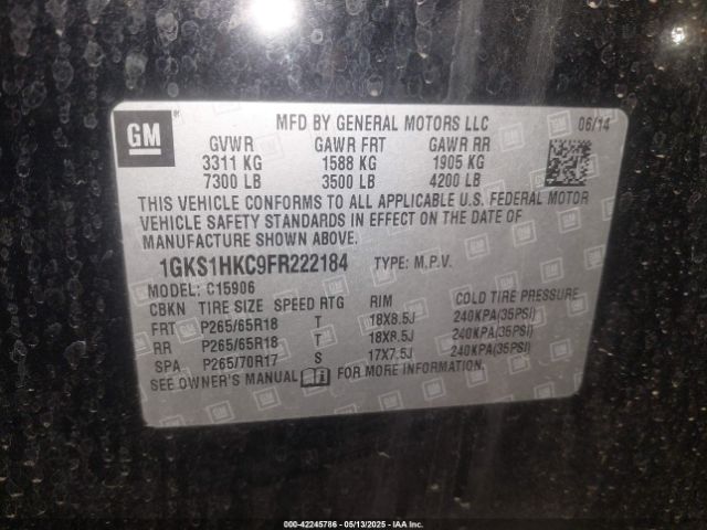 1GKS1HKC9FR222184 GMC Yukon Xl 1500 Slt