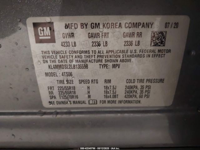 KL4MMDSL2LB135598 Buick Encore Gx Fwd Select