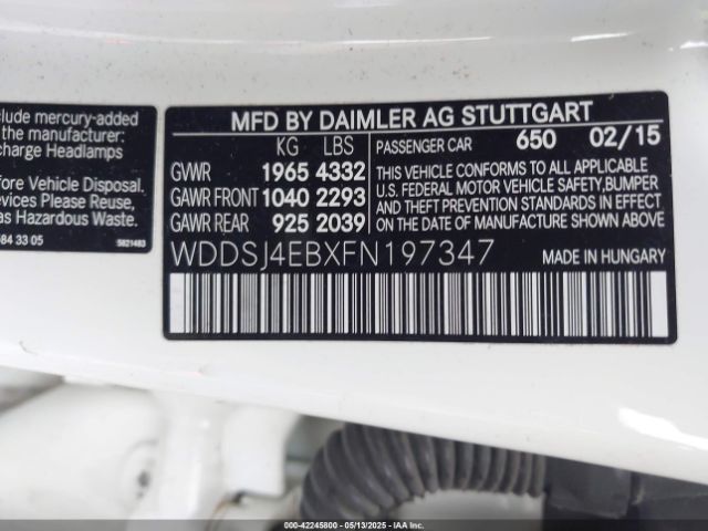 WDDSJ4EBXFN197347 Mercedes-Benz CLA 250