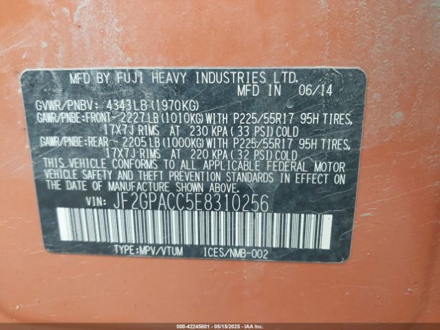 JF2GPACC5E8310256 Subaru Xv Crosstrek 2.0i Premium