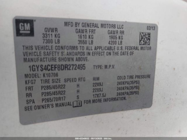 2013 CADILLAC ESCALADE 1GYS4CEF8DR272495 Photo 8