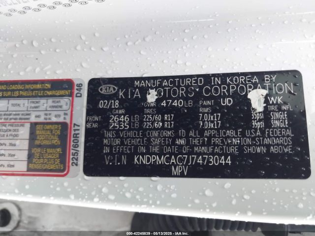 KNDPMCAC7J7473044 KIA Sportage Lx