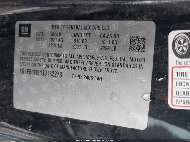 1G1FB1RS1J0132273 Chevrolet lgx - direct injection, variable valve timing, alum, gen 2