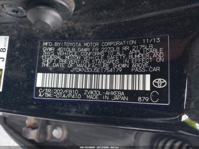 JTDKN3DU5E1754179 Toyota Prius Three