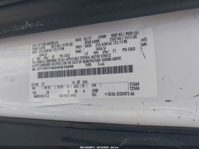 1FTYR1YM0HKB19298 Ford Transit-250