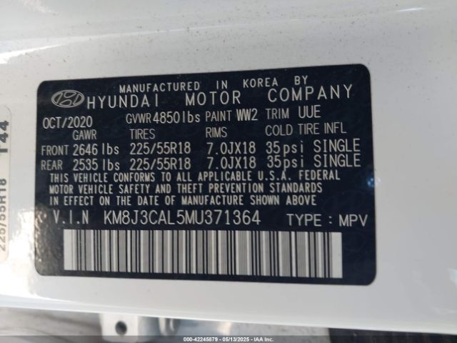 KM8J3CAL5MU371364 Hyundai Tucson Ultimate