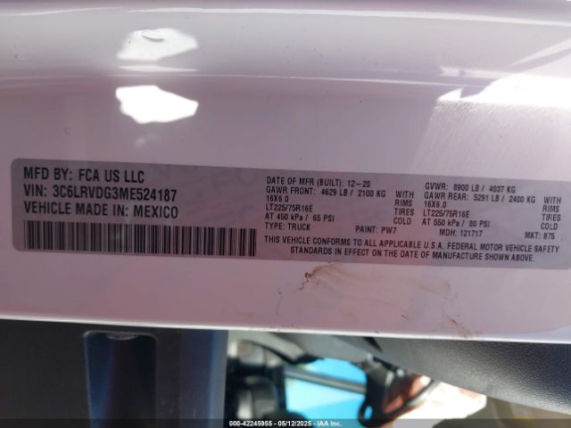 2021 RAM PROMASTER 2500 3C6LRVDG3ME524187 Photo 8