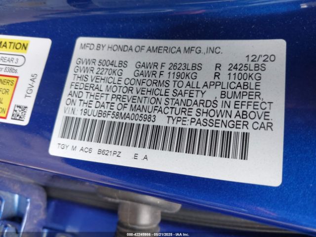 19UUB6F58MA005983 Acura Tlx A-spec Package