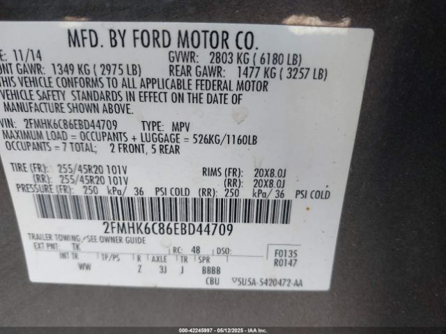 2FMHK6C86EBD44709 Ford FLEX SEL