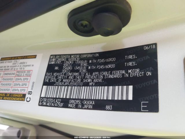 JTEBU5JR9J5590710 Toyota 4runner Limited