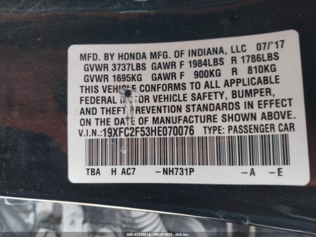 19XFC2F53HE070076 Honda k20c2