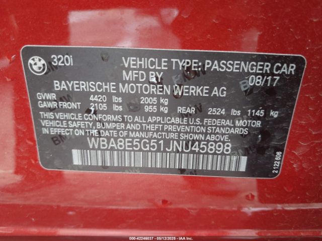 2018 BMW 320I WBA8E5G51JNU45898 Photo 8