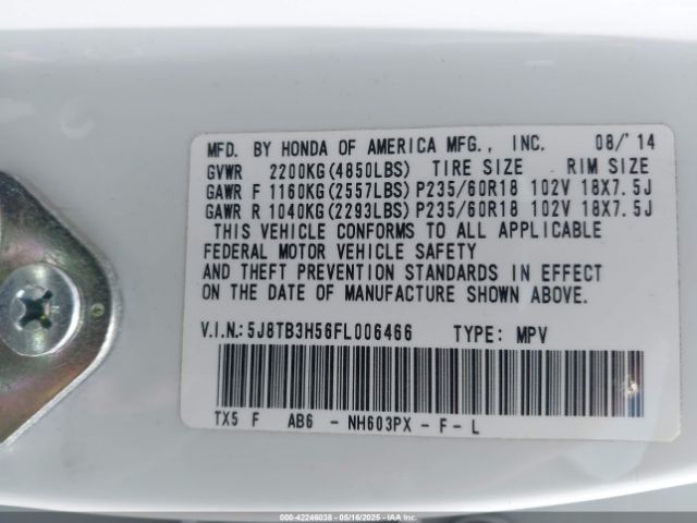 2015 ACURA RDX 5J8TB3H56FL006466 Photo 8