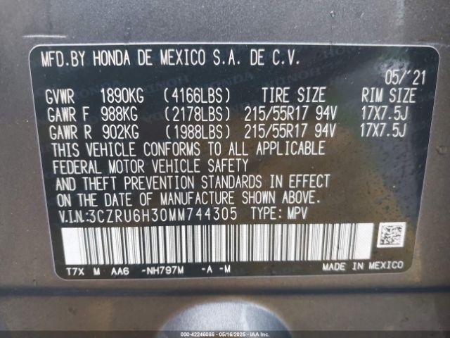 2021 HONDA HR-V 3CZRU6H30MM744305 Photo 8