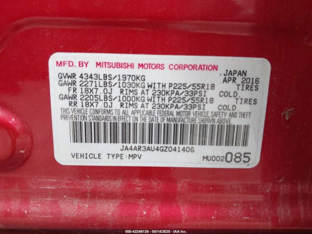 2016 MITSUBISHI OUTLANDER SPORT JA4AR3AU4GZ041406 Photo 8