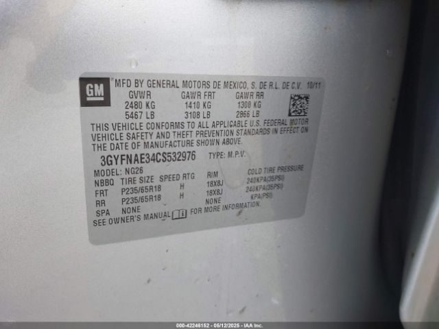 2012 CADILLAC SRX 3GYFNAE34CS532976 Photo 8