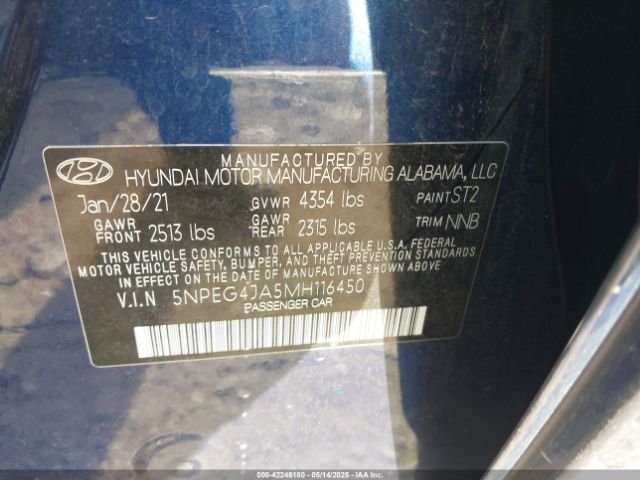 2021 HYUNDAI SONATA 5NPEG4JA5MH116450 Photo 8
