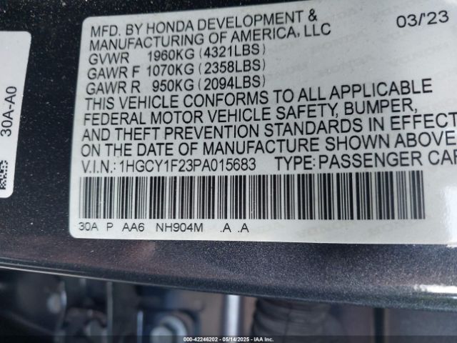 1HGCY1F23PA015683 Honda ACCORD LX