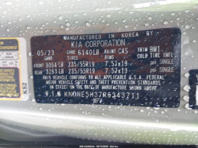 KNDNE5H37R6343711 KIA Carnival Mpv Sx