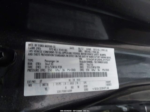 1FADP3F25HL317537 Ford FOCUS SE