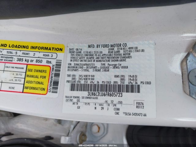 3LN6L2LU6FR605723 Lincoln MKZ HYBRID