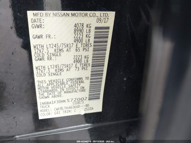 1N6BA1F30HN572002 Nissan Titan Xd Sv Diesel