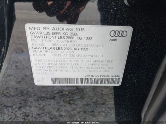 2016 AUDI Q5 WA1D7AFP2GA078446 Photo 8