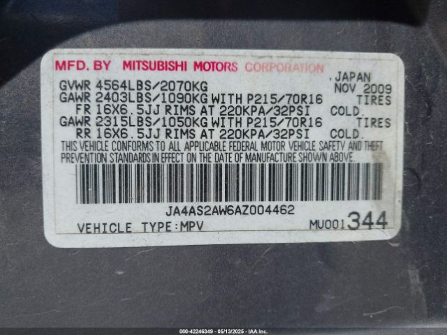 2010 MITSUBISHI OUTLANDER JA4AS2AW6AZ004462 Photo 8