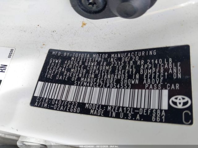 5YFM4RCE7LP054553 Toyota Corolla Se  6mt
