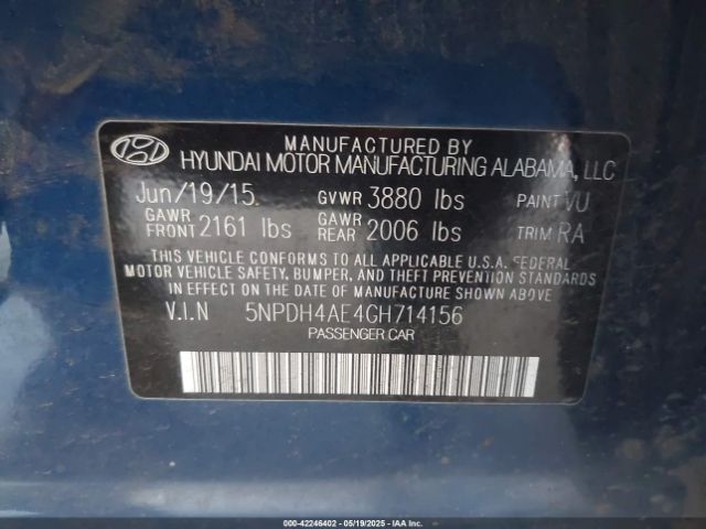 5NPDH4AE4GH714156 Hyundai ELANTRA SE