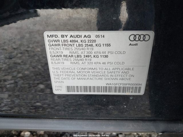 WA1GFCFS5FR000694 Audi Q3 2.0t Premium Plus