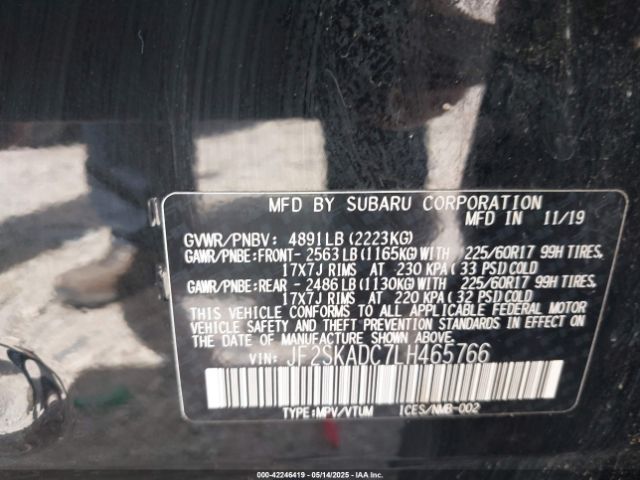 2020 SUBARU FORESTER JF2SKADC7LH465766 Photo 8