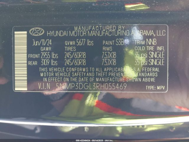 5NMP3DGL3RH055469 Hyundai Santa Fe Xrt