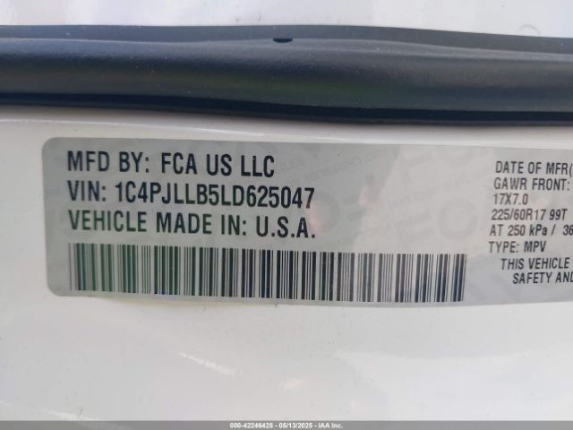 1C4PJLLB5LD625047 Jeep Cherokee Latitude Plus Fwd
