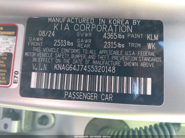 KNAG64J74S5320148 KIA K5 Gt-line