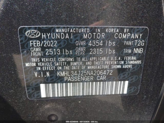 2022 HYUNDAI SONATA KMHL34J25NA206472 Photo 8