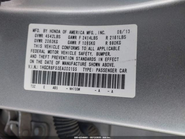 1HGCR6F50EA000155 Honda Accord Hybrid Ex-l