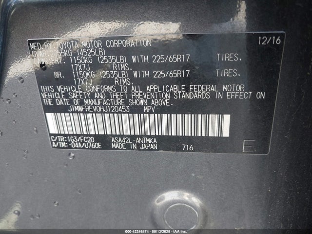 JTMWFREV0HJ120453 Toyota Rav4 Xle
