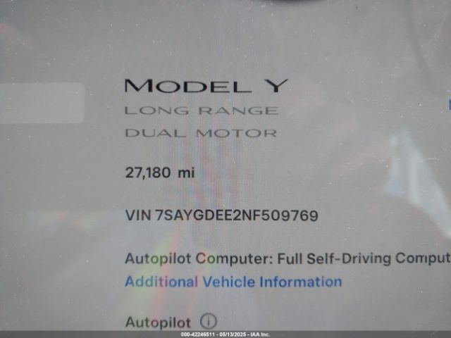 2022 TESLA MODEL Y 7SAYGDEE2NF509769 Photo 6