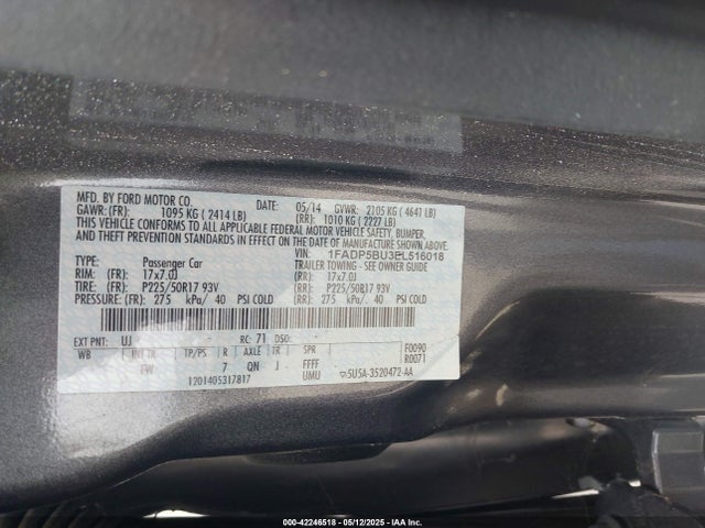 1FADP5BU3EL516018 Ford atk ivct hev