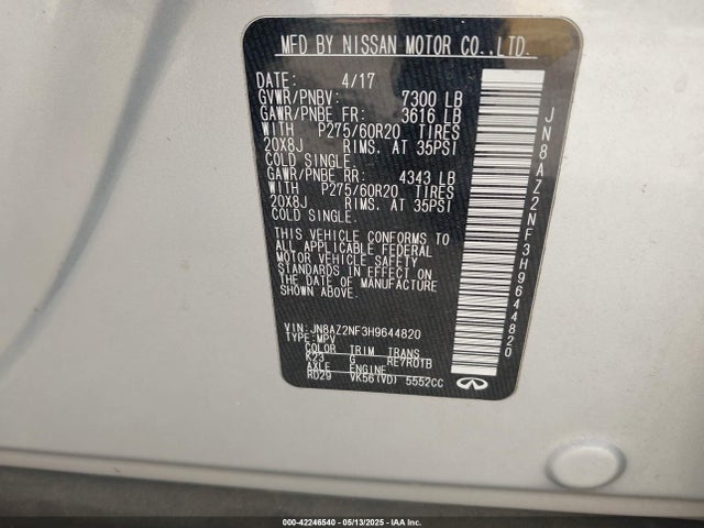 Infiniti QX80 2017 JN8AZ2NF3H9644820 Image 9