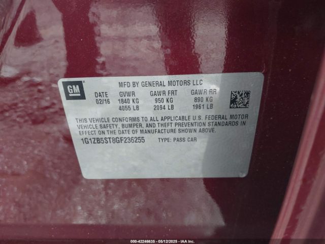 1G1ZB5ST8GF236255 Chevrolet MALIBU LS