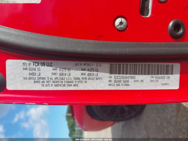 2C3CDZAGXGH278903 Dodge Challenger Sxt